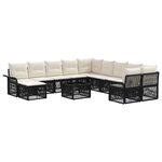 vidaXL Ensemble de canapé de jardin 12 Pièces Noir et blanc crème