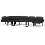 vidaXL Salon de jardin 8 Pièces avec coussins Aluminium Anthracite