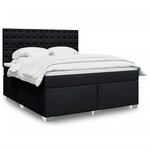 vidaXL Sommier à lattes de lit avec matelas Noir 180x200 cm Tissu