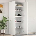 vidaXL Cabinet à chaussures Blanc 80 x 35.5 x 180 cm Bois d'ingénierie