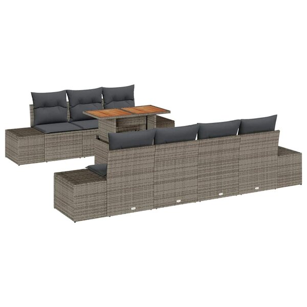 vidaXL Ensemble de salle à manger pour jardin 8 Pièces Gris et marron