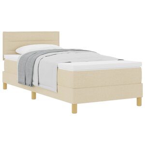 vidaXL Lit à ressorts avec coussin Crème 100 x 200 cm tissu