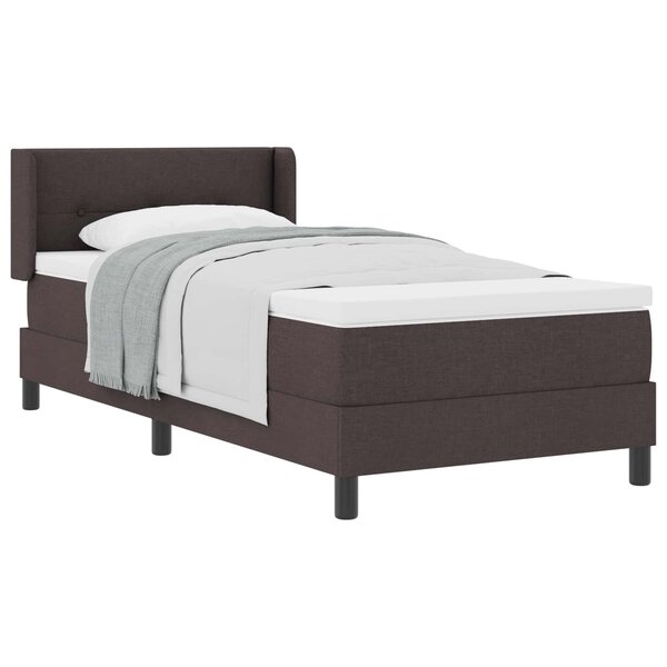 vidaXL Lit à ressorts avec tête de lit Marron foncé 200 x 90 cm tissu