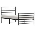 vidaXL Cadre de lit métal sans matelas avec pied de lit noir 75x190 cm