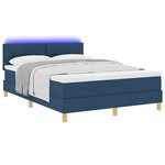 vidaXL Lit à ressort LED avec matelas avec LED Bleu 140 x 200 cm tissu