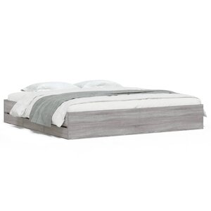 vidaXL Cadre de lit avec tiroirs sans matelas sonoma gris 180x200 cm