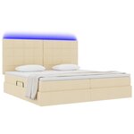 vidaXL Lit de rangement LED avec matelas Crème 200 x 200 cm Tissu