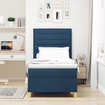 vidaXL Lit avec sommier à ressorts et matelas bleu simple en tissu