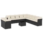 vidaXL Salon de jardin 12 Pièces avec coussins noir résine tressée