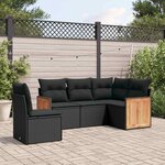vidaXL Salon de jardin 5 Pièces avec coussins noir résine tressée