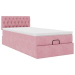 vidaXL Cadre de lit ottoman avec matelas rose 100x200 cm velours