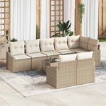 vidaXL Ensemble de salle à manger pour jardin 9 Pièces Beige  Crème