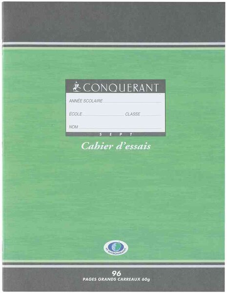 Cahier NF34 SEYES 96 pages 170 x 220 mm 60g - Coloris aléatoires CONQUÉRANT