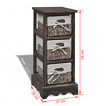 vidaXL Étagère de rangement Bois Marron 3 paniers en tissage