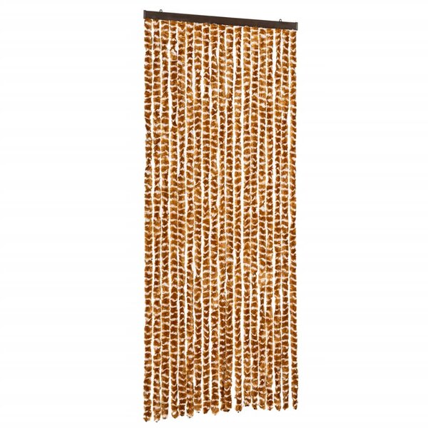 vidaXL Rideau anti-mouches ocre et blanc 56x200 cm chenille