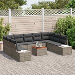 vidaXL Ensemble de canapé de jardin 10 Pièces Gris Poly rotin