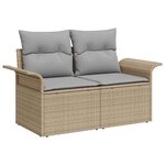 vidaXL Ensemble de canapé de jardin 7 pièces avec coussins beiges en poly rotin