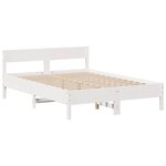 vidaXL Lit bibliothèque sans matelas blanc 135x190 cm bois pin massif