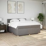 vidaXL Sommier à lattes de lit avec matelas Taupe 200x200 cm Tissu