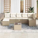 vidaXL Ensemble de canapé de jardin 8 Pièces Beige et crème polyrotin