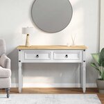 vidaXL Table d'appoint avec tiroir Blanc 115 x 46 x 73 cm Pin massif