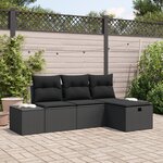 vidaXL Ensemble de canapés de jardin de 4 pièces avec coussins en poly rattan noir