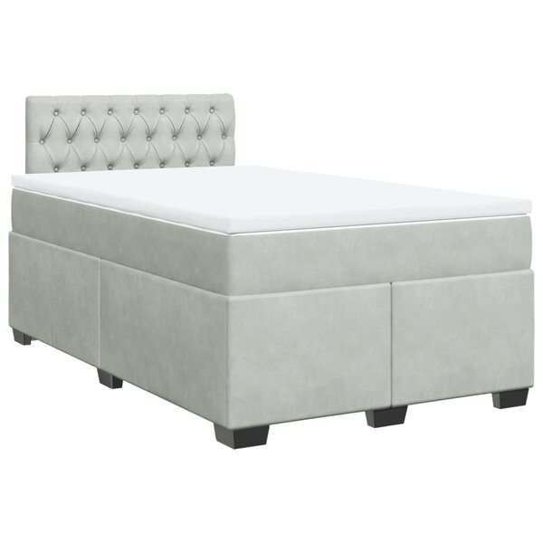 vidaXL Sommier à lattes de lit et matelas gris clair 120x190cm velours