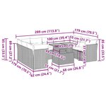 vidaXL Salon de jardin avec coussins 10 Pièces beige résine tressée
