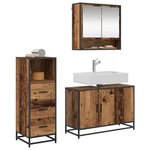 vidaXL Ensemble de mobilier de salle de bain 3 Pièces Bois Ancien