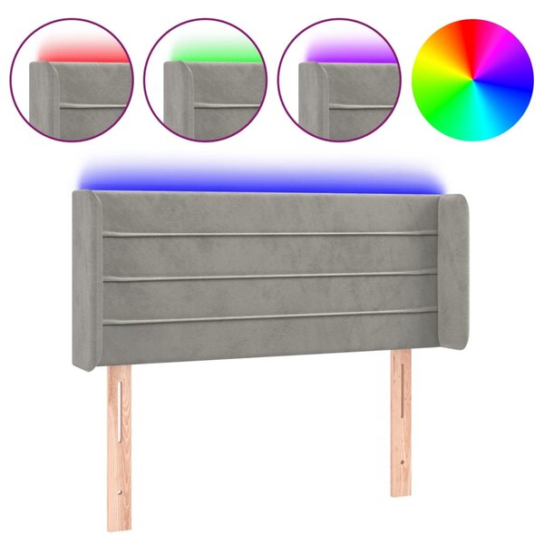 vidaXL Tête de lit à LED Gris clair 103x16x78/88 cm Velours