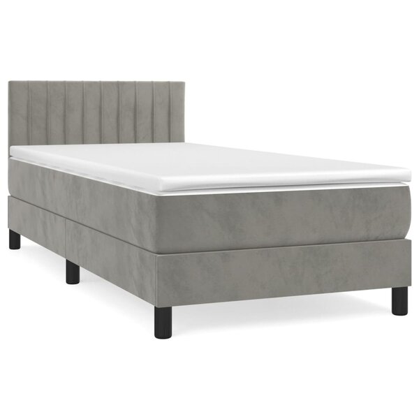 vidaXL Sommier à lattes de lit et matelas Gris clair 90x190 cm Velours