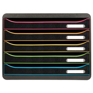 Module De Classement Big Box Plus Horizon 5 Tiroirs Glossy - Noir/arlequin - Exacompta
