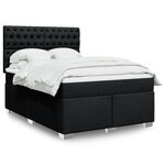 vidaXL Sommier à lattes de lit avec matelas Noir 160x200 cm Tissu