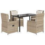 vidaXL Ensemble à manger de jardin avec coussins 5Pièces Beige poly rotin