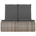 vidaXL Chaise longue double avec coussins gris résine tressée