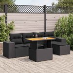 vidaXL Salon de jardin 6 Pièces avec coussins noir résine tressée