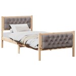 vidaXL Cadre de lit avec tête de lit Taupe 90 x 190 cm Pin massif