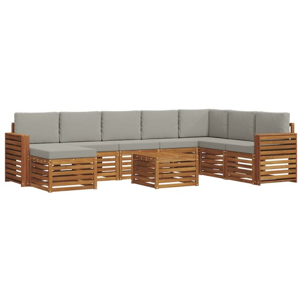 vidaXL Ensemble de canapés d'extérieur 9 pc Gris Naturel et Clair
