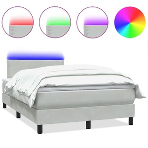 vidaXL Sommier à lattes de lit et matelas gris clair 120x210cm velours