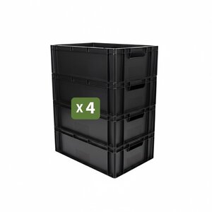 Pack and Move - Lot 4 Bacs Gerbables - Charge 20 kg - 60 x 40 x 20 cm - Stockage  Rangement  Outils  Bricolage - Résistant - Réutilisable - 40L