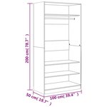 vidaXL Garde-robe chêne fumé 100x50x200 cm bois d'ingénierie