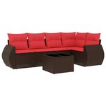 vidaXL Salon de jardin 6 Pièces avec coussins marron résine tressée