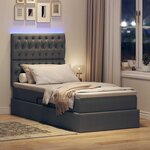vidaXL Lit de rangement LED avec matelas Gris foncé 90 x 200 cm Tissu