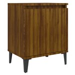 vidaXL Table de chevet avec pieds en métal chêne marron 40x30x50 cm