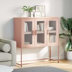 vidaXL Buffet rose 100 5x39x107 cm acier laminé à froid