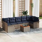 vidaXL Ensemble de canapé de jardin avec coussin 8 Pièces Gris polyrotin