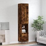 vidaXL Buffet haut Chêne fumé 34 5x34x180 cm Bois d'ingénierie