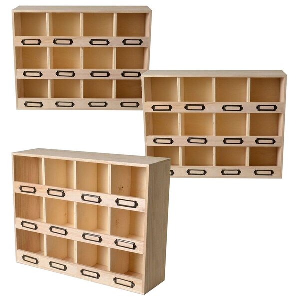3 casiers de rangement en bois 12 emplacements