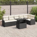 Ensemble de Canapé de Jardin 7 pièces vidaXL avec Coussins Noir Poly Rattan