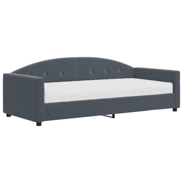 vidaXL Lit de jour avec matelas gris foncé 90x200 cm velours